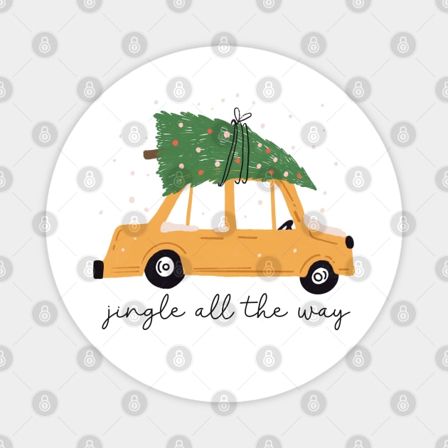 Hand Drawn Christmas Tree Car Funny Magnet by Culnaneandreas.Fashion